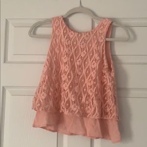Pink lace sleeveless top